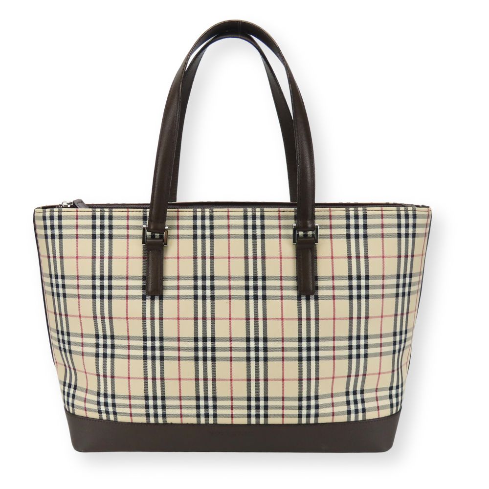 Burberry Nova Check Canvas Leather Tote Bag