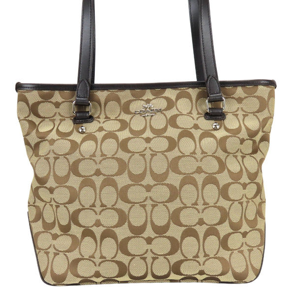 COACH Signature Canvas Leather Tote Bag