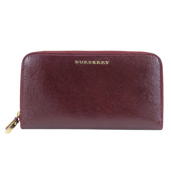Burberry Patent Leather Zip Around Long Wallet