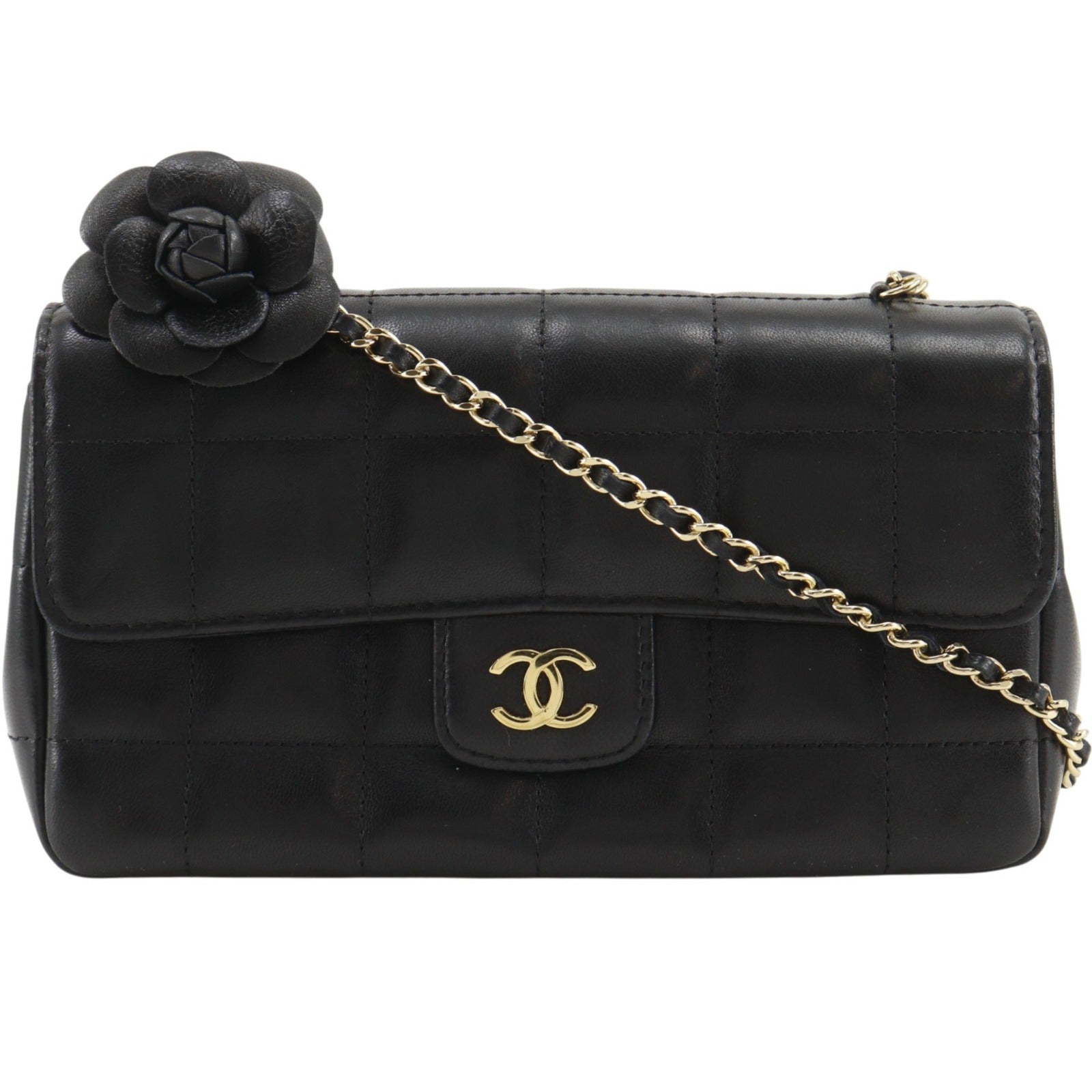 Chanel Choco Bar Camellia Calf Shoulder Bag