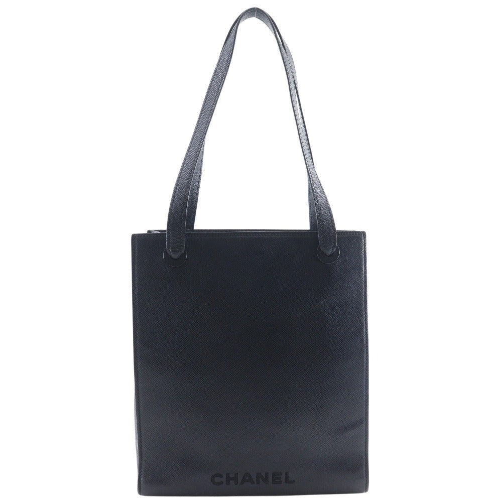 Chanel Logo Textured Leather Tote Bag