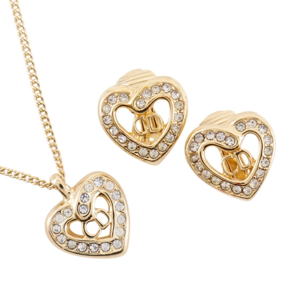 Christian Dior CD Heart 2way Necklace Earrings Set