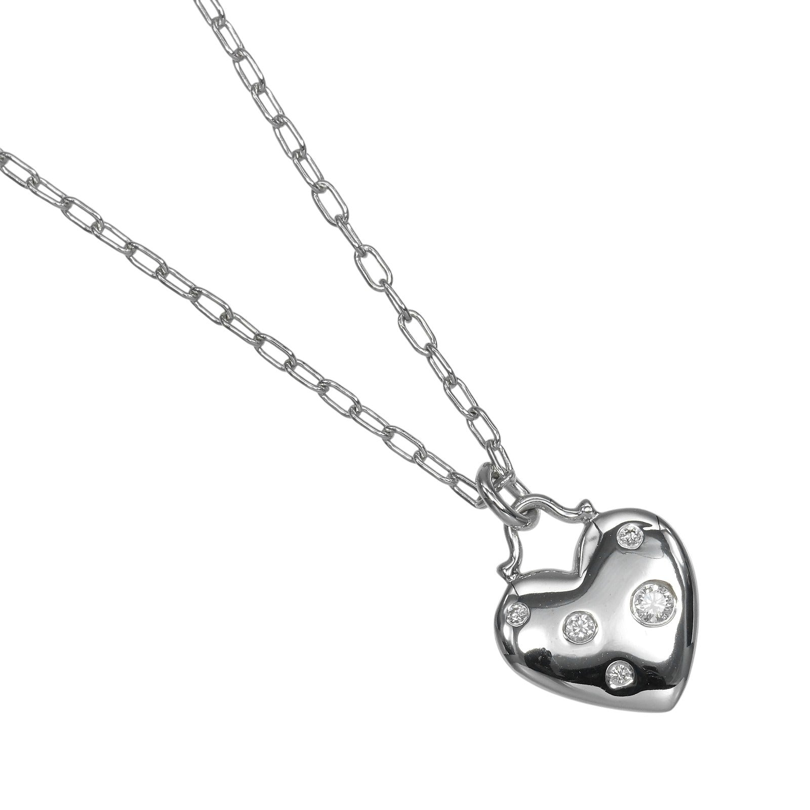 TIFFANY&Co. Sentimental Heart Au750 White Gold Diamond Necklace