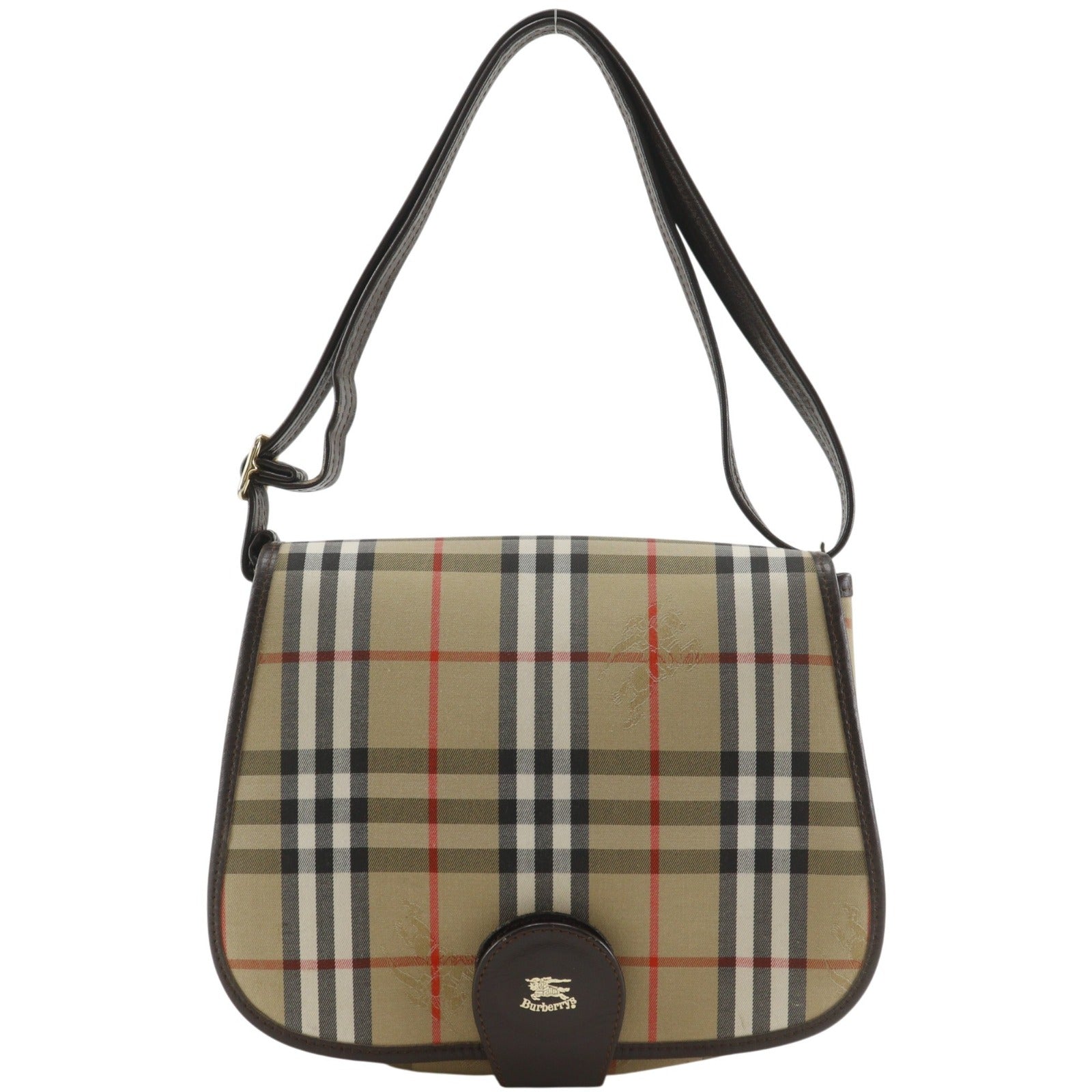 Burberry Check Canvas Leather Shoulder Bag