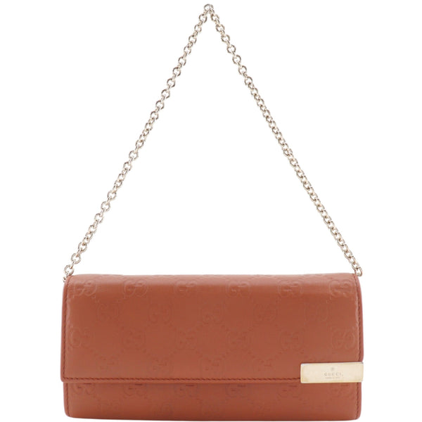 Gucci GG Embossed Leather Chain Wallet