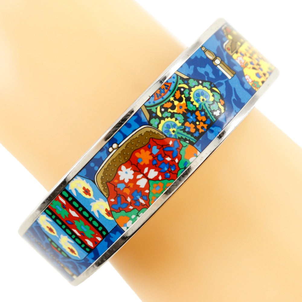 Hermes Enamel GM Bangle Silver Blue