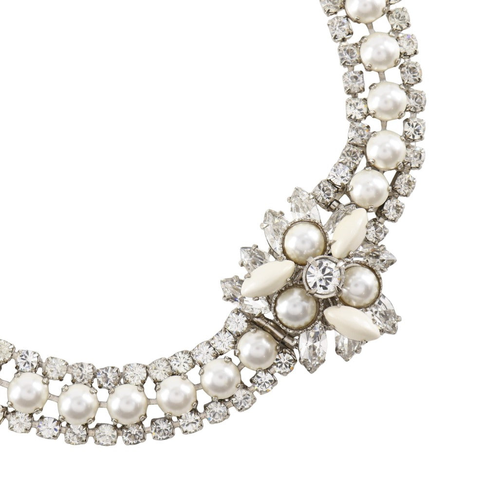 Miu Miu Rhinestone Faux Pearl Necklace