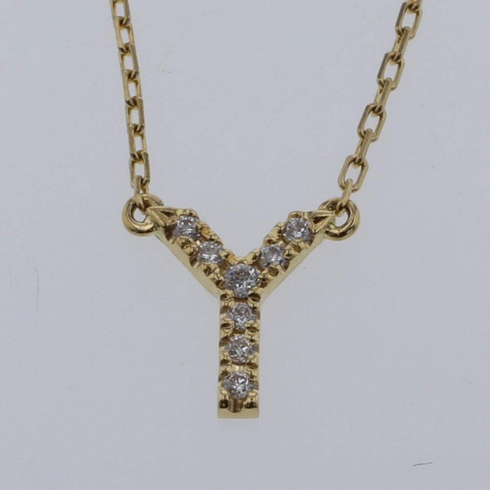 18K Diamond Initial Y Necklace