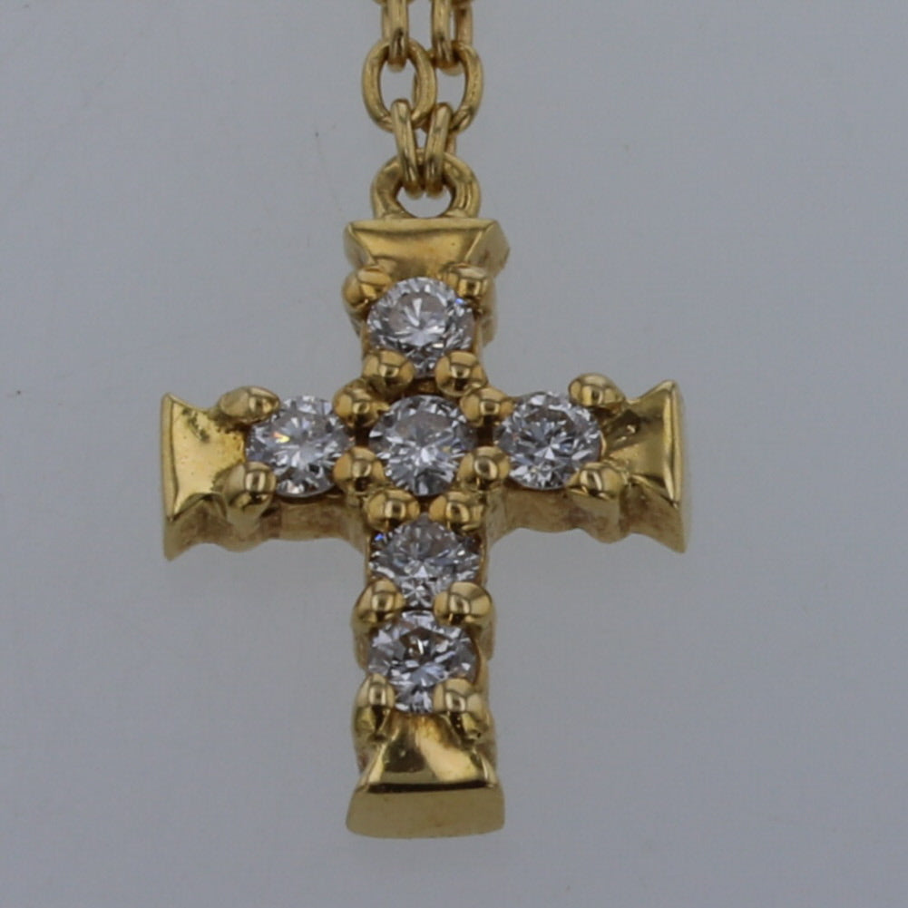 18K Diamond Cross Pendant Necklace AB1024010100