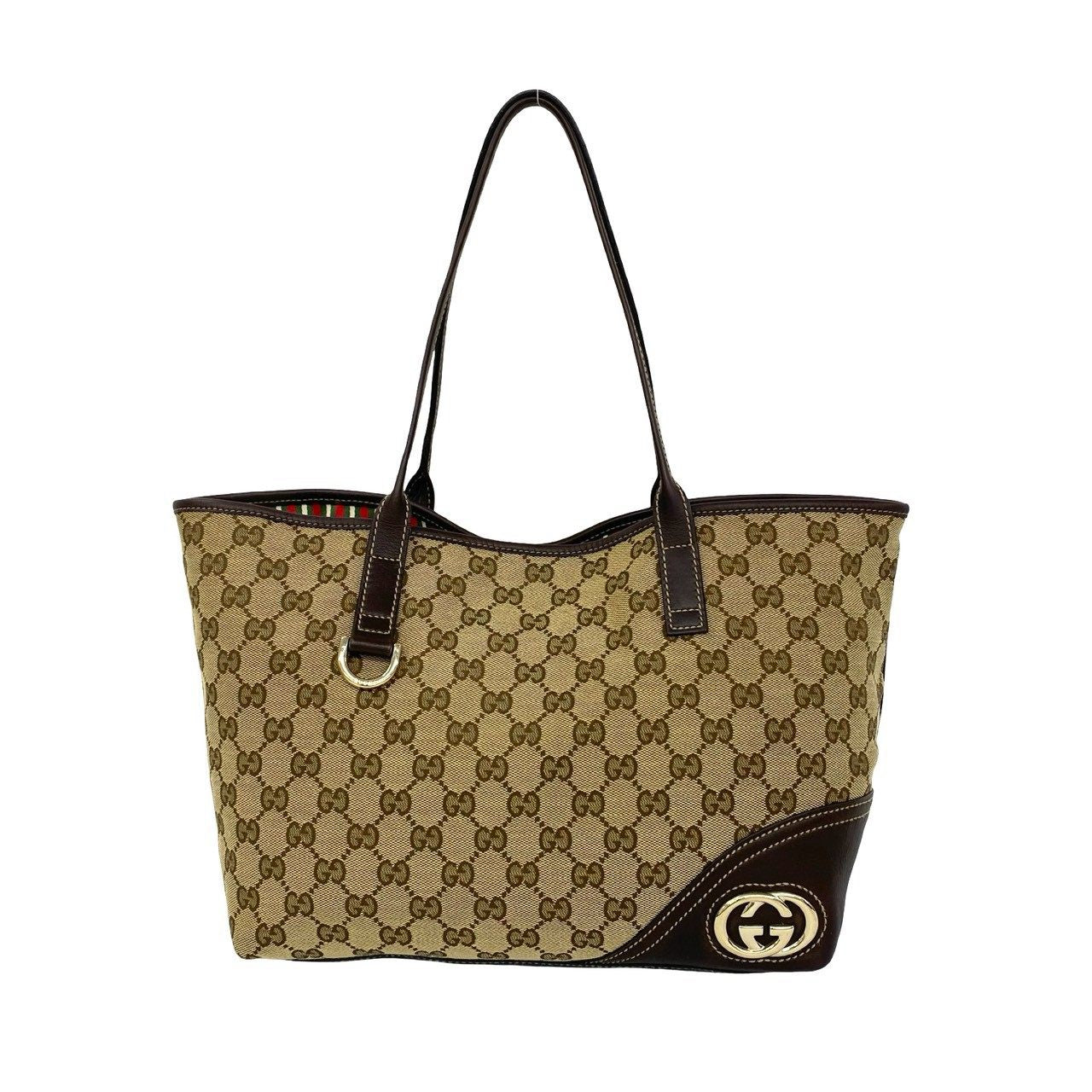Gucci GG Canvas Leather Tote Bag