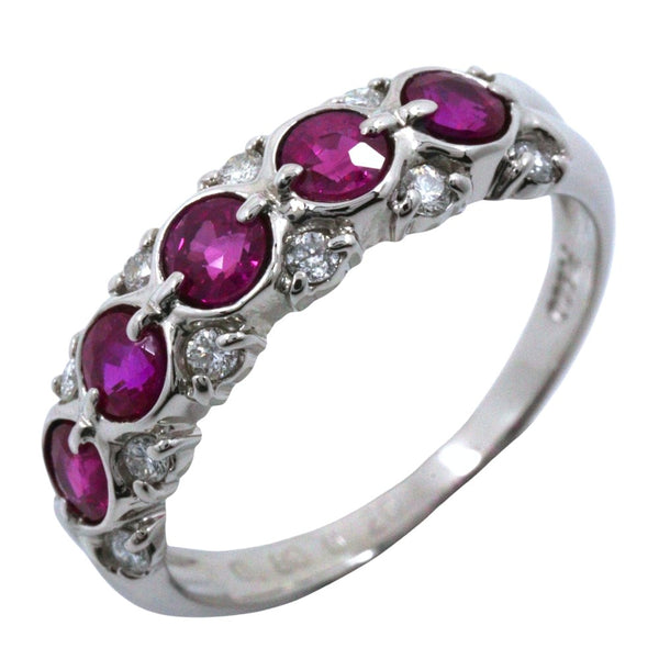 Pt900 Platinum 0.80ct Ruby 0.20ct Diamond Ring