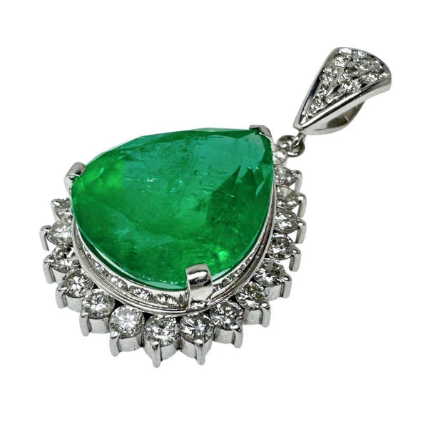 Platinum Emerald Diamond Pendant