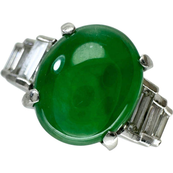 Platinum Jade Diamond Ring