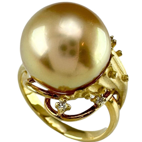 Au750 Gold Pearl Diamond Ring