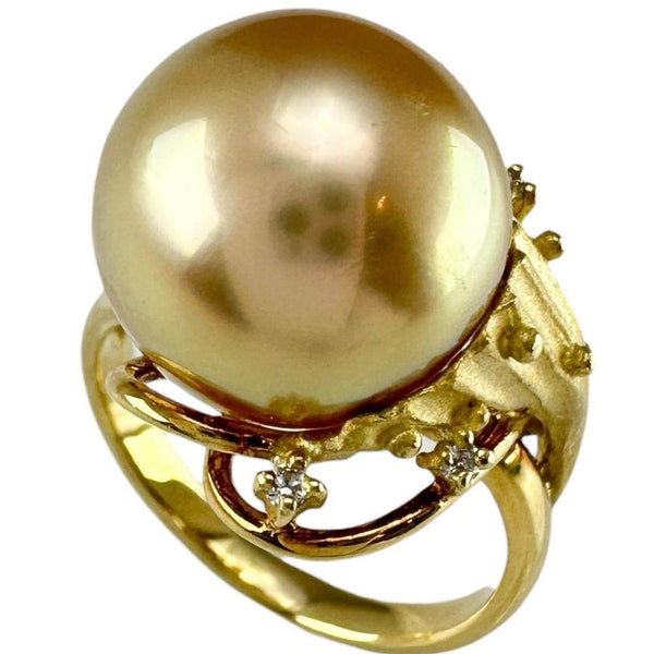 Au750 South Sea Golden Pearl Diamond Ring