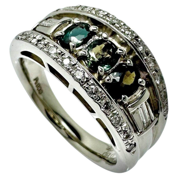 Pt900 Platinum Alexandrite Diamond Ring
