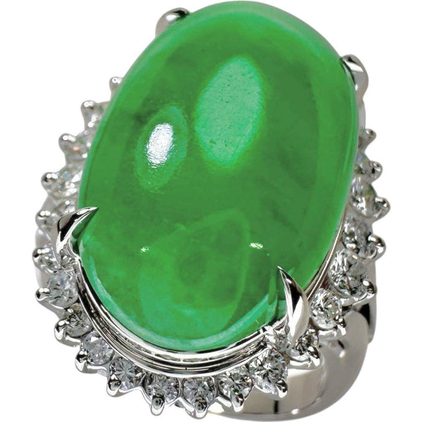 Pt900 Jade Diamond Ring