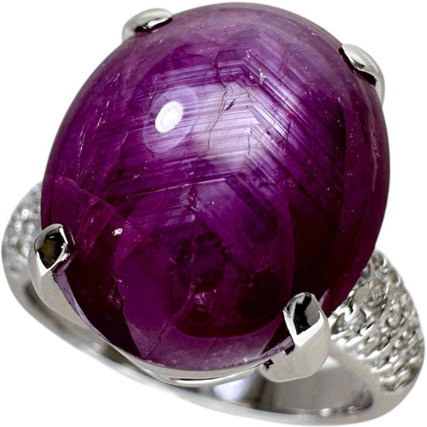 Au750 Star Sapphire Diamond Ring