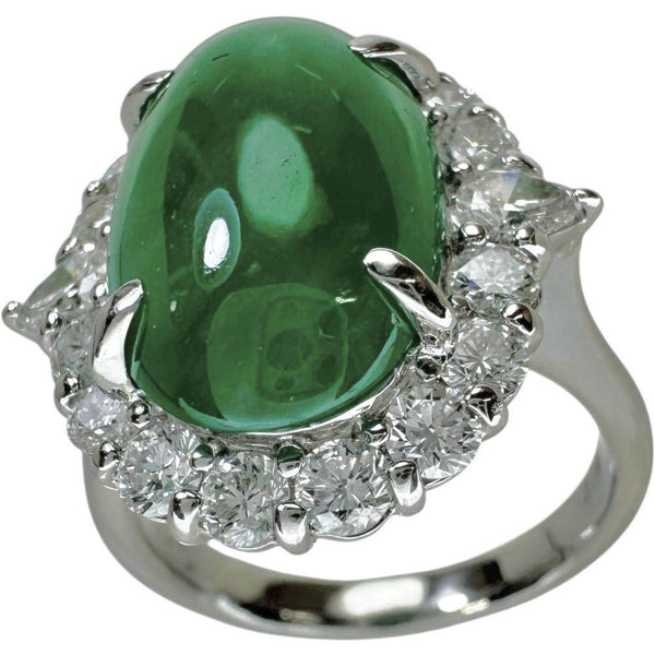 Pt900 Jade Diamond Ring