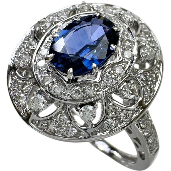 Au750 White Gold Sapphire Diamond Ring