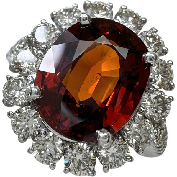 Platinum Garnet Diamond Ring
