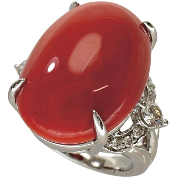 Platinum Coral Diamond Ring