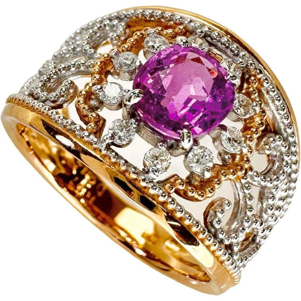 Au750 Pink Sapphire Diamond Ring