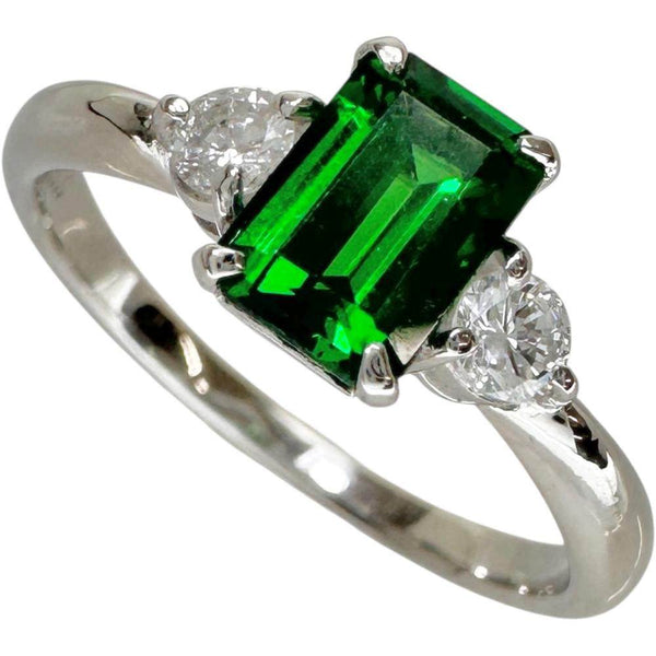 Platinum Garnet Diamond Ring