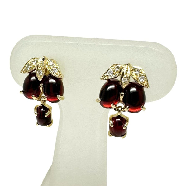 Rokusany K14 Gold Garnet Diamond Earrings