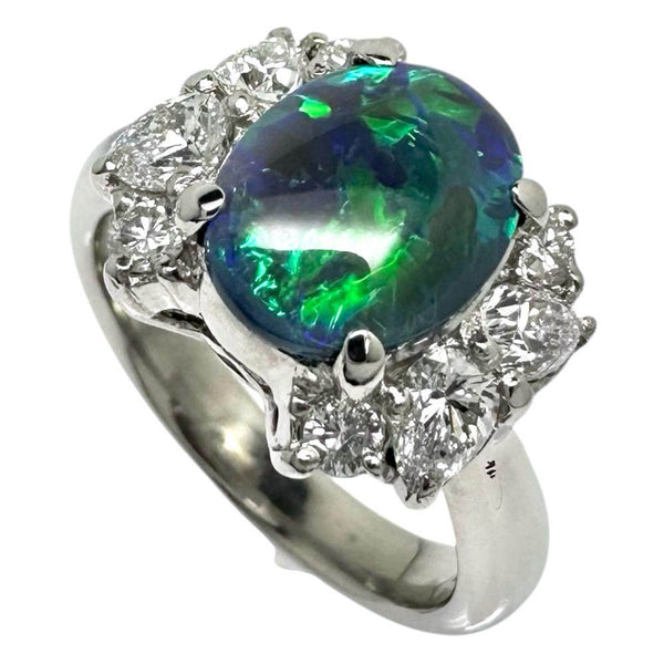 Pt900 Black Opal Diamond Ring