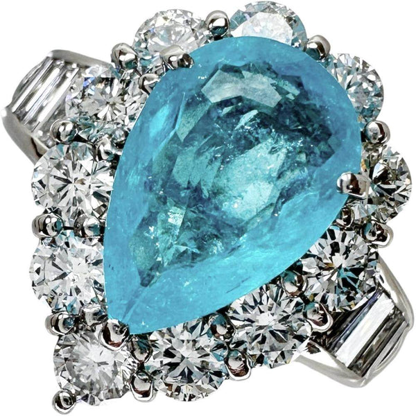 Mitsukoshi Pt900 Platinum Paraiba Tourmaline Diamond Ring