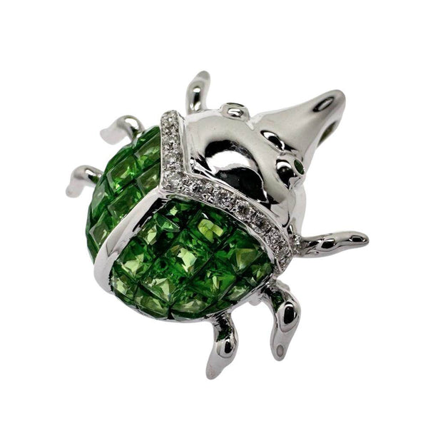 Au750 Green Grossular Garnet Diamond 2way Brooch Pendant