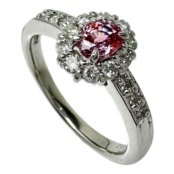 Pt900 Padparadscha Sapphire Diamond Ring