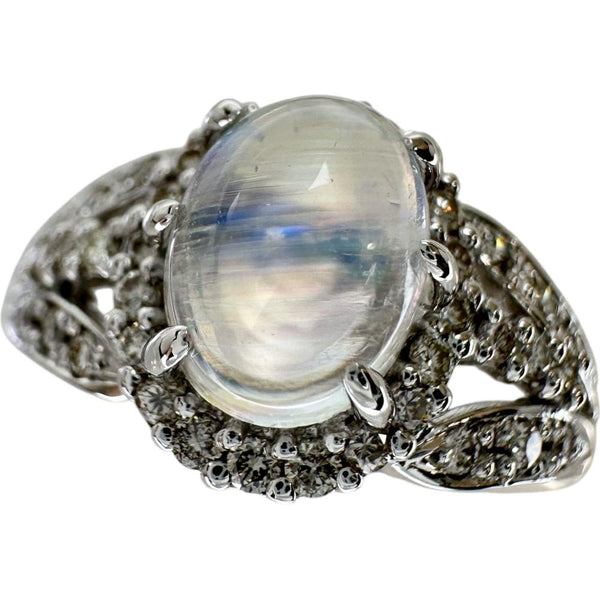 Au750 White Gold Labradorite Diamond Ring