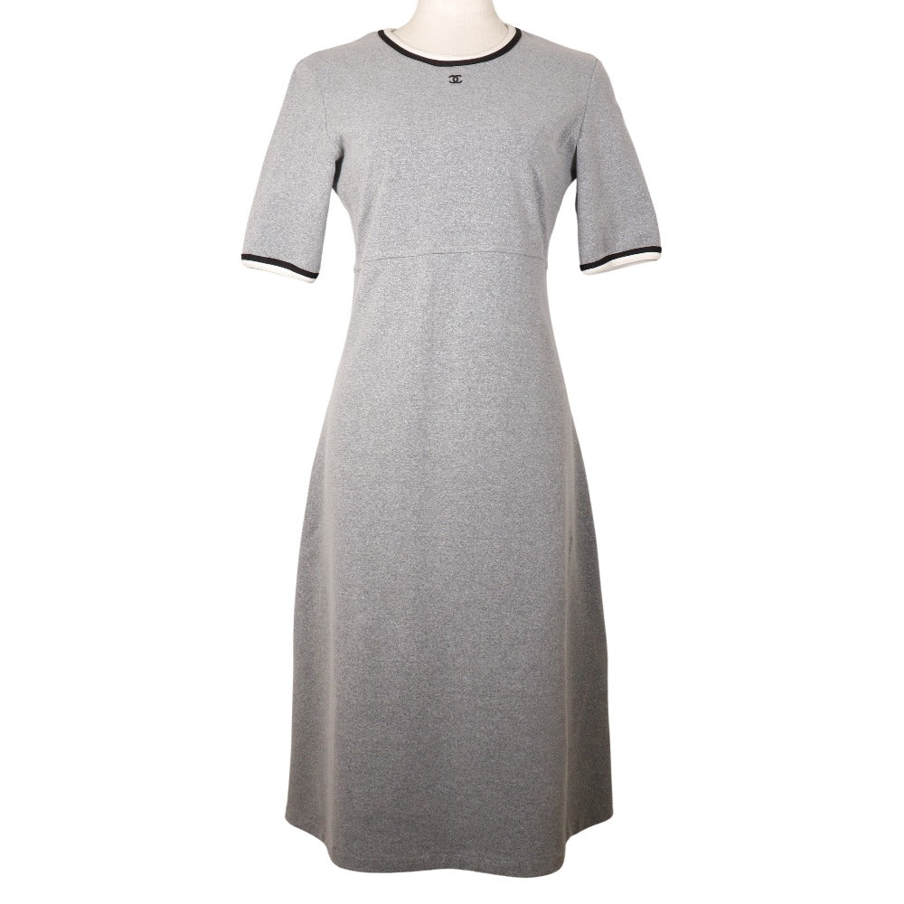 Chanel Coco Mark Dress Nylon Polyurethane Polyamide Gray Pre-owned Chanel Coco Mark Dress Nylon Polyurethane Polyamide Gray Pre-owned