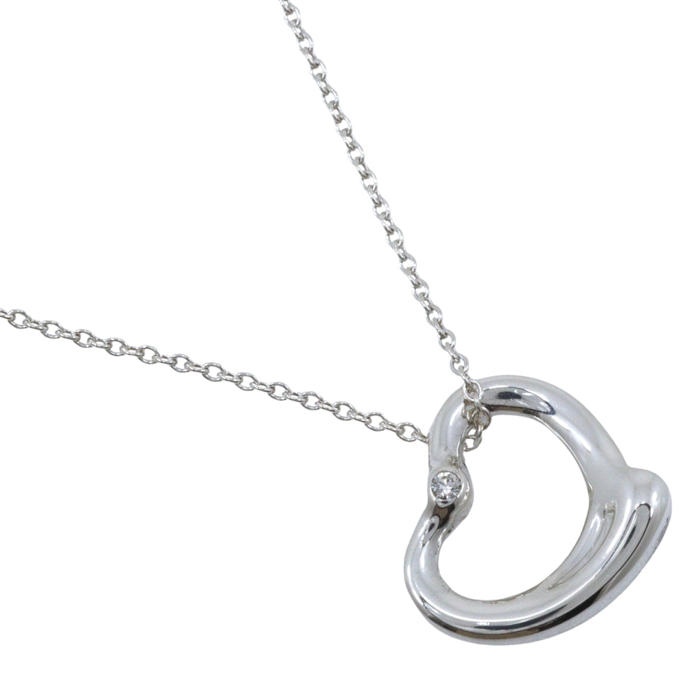 Tiffany & Co. Open Heart Silver925 Diamond Necklace