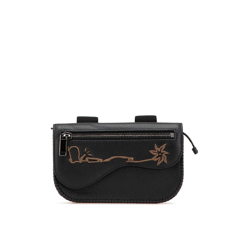 DIOR - Saddle Cactus Jack Arm Pouch Black Grained Calfskin With Embroidered Signature