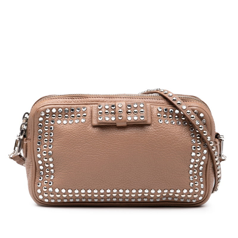 Miu Miu Ribbon Motif Leather Shoulder Bag