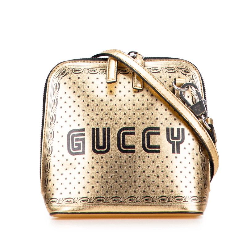 Gucci Guccy Print Leather Shoulder Bag