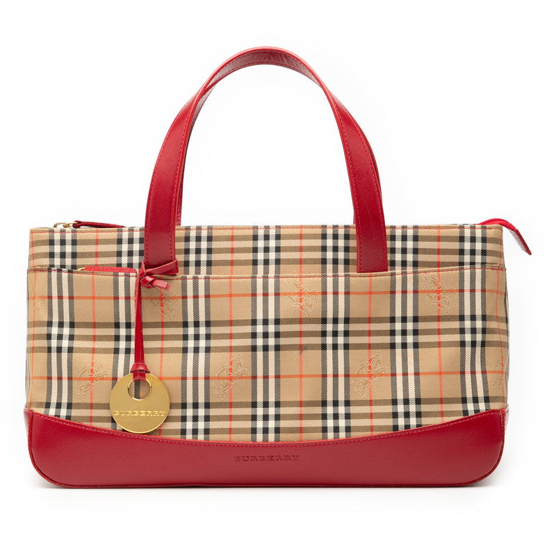 Burberry Nova Check Canvas Leather Handbag