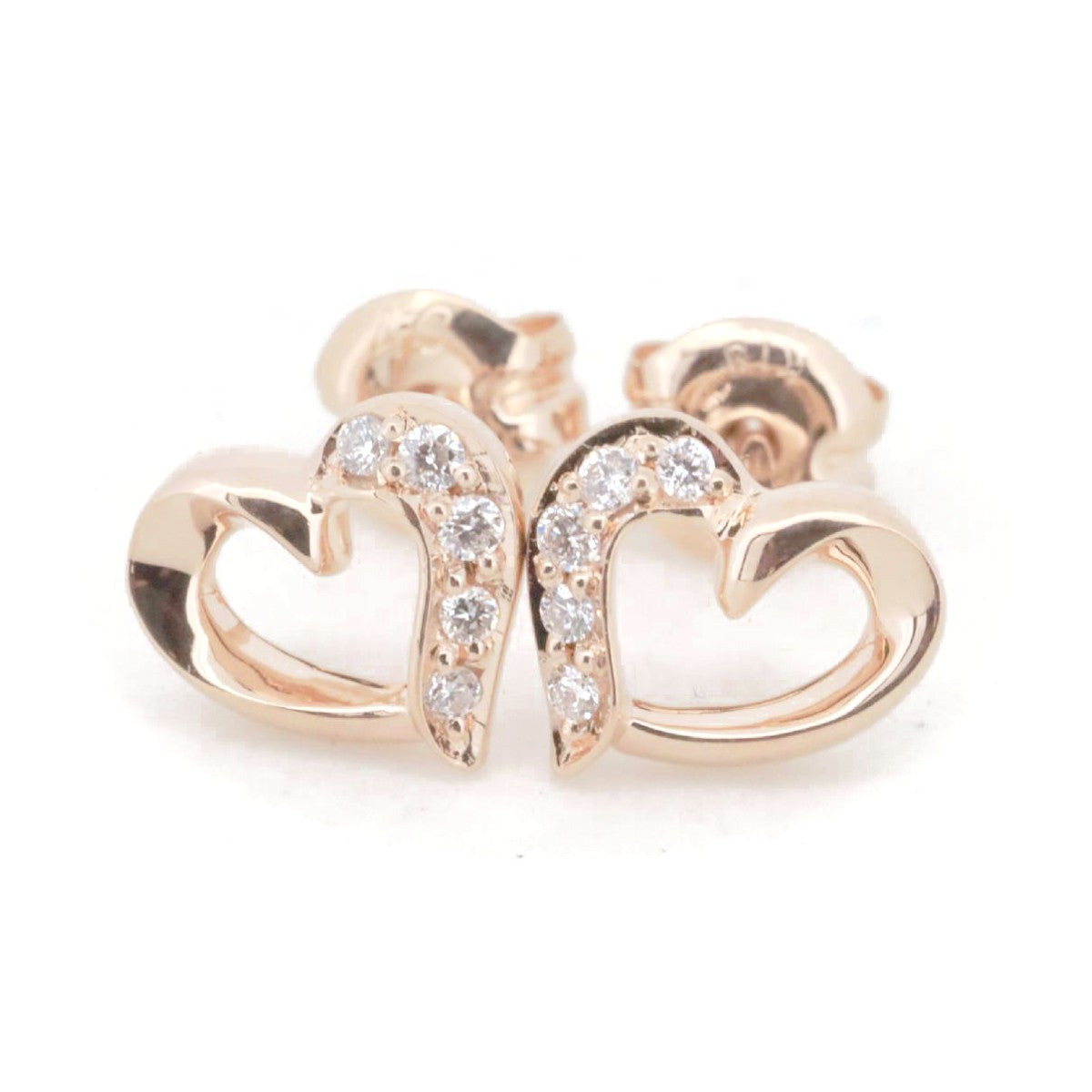 4℃ Au750 Diamond Heart Stud Earrings