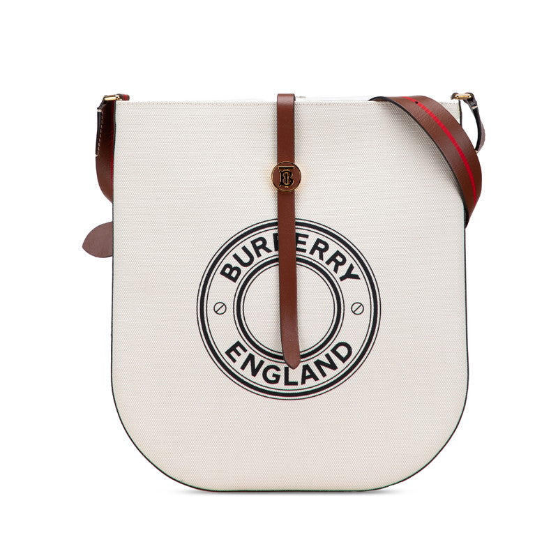 Burberry Logo Graphic Canvas Leather Shoulder Bag