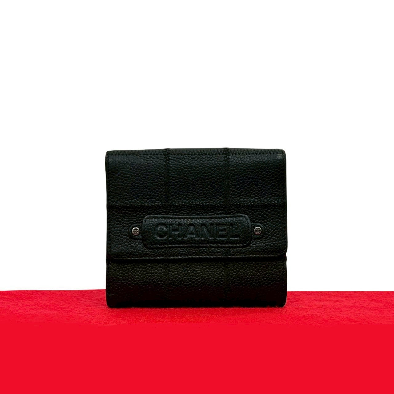 Chanel Choco Bar Caviar Leather Wallet