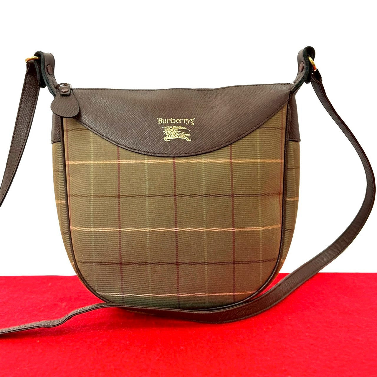 Burberry Check Canvas Leather Shoulder Bag