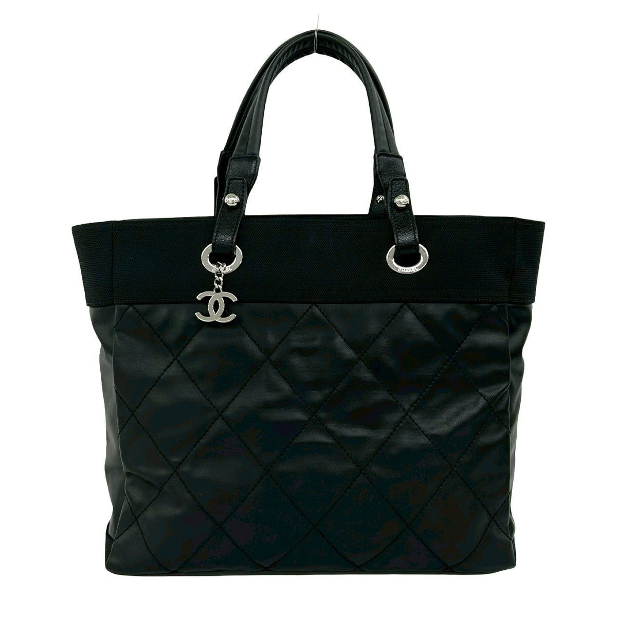 Chanel Paris Biarritz Leather Canvas Tote Bag
