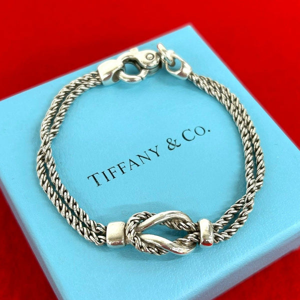 Tiffany & Co. Double Rope Center Knot Silver Bracelet