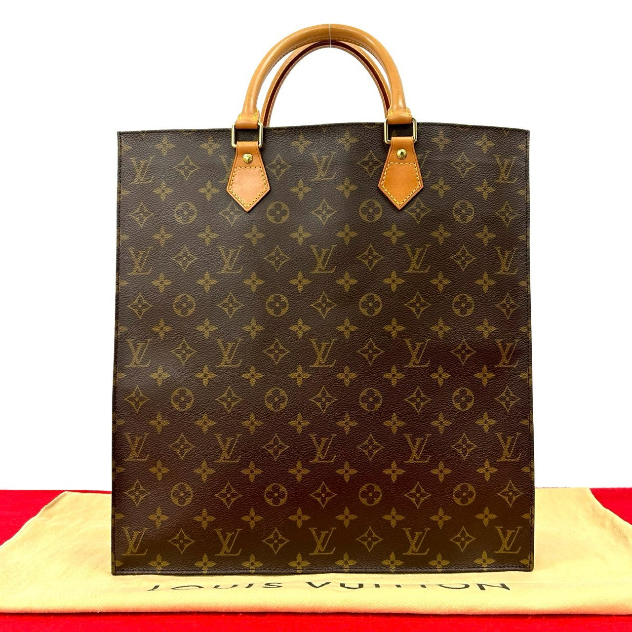 Louis Vuitton Sac Plat Monogram Leather Tote Bag