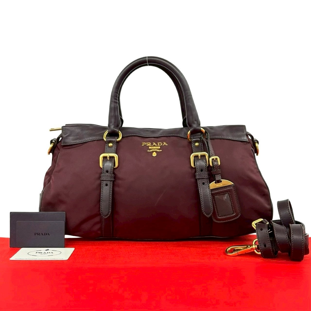 Prada Leather Nylon 2way Handbag