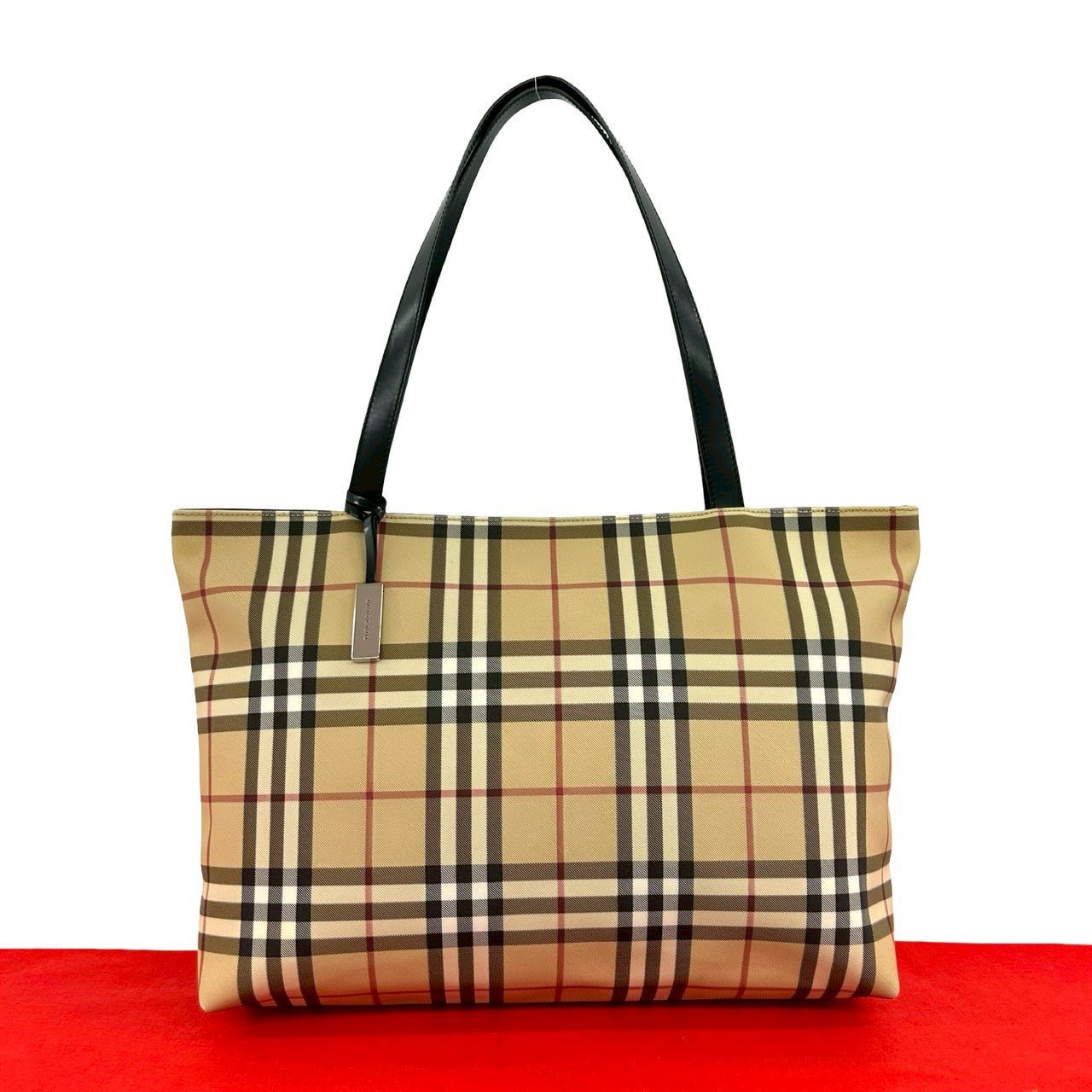 Burberry Check PVC Leather Tote Bag