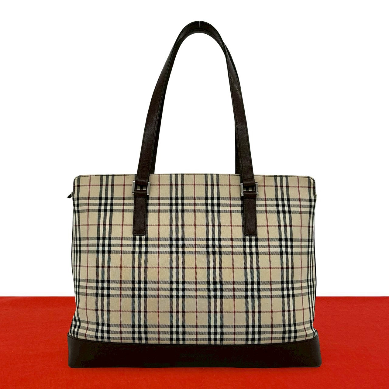 Burberry Leather Canvas Tote Bag